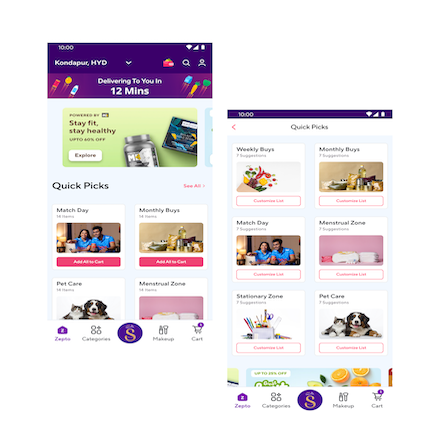 Simplifying Shopping with Pre-made Lists in the Zepto App
